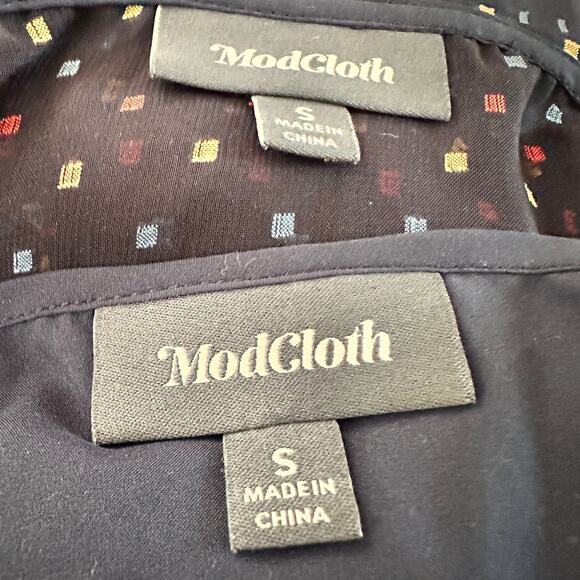 ModCloth Polka Dot Short-Sleeve Sheer blue Dress attached‎ slip S - Picture 3 of 10